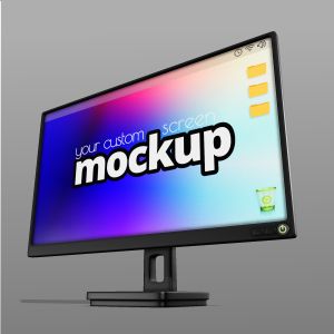 3D Computer Monitor  -  Mockup Customizable PowerPoint clipart graphic preview.