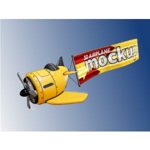 3D Airplane and Banner  -  Mockup Customizable PowerPoint clipart graphic preview.