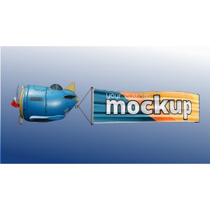 3D Airplane and Banner  -  Mockup Customizable PowerPoint clipart graphic preview.