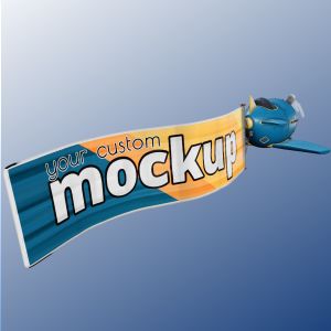 3D Airplane and Banner  -  Mockup Customizable PowerPoint clipart graphic preview.