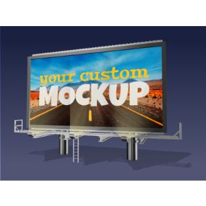 3D  One Sided Billboard Customizable PowerPoint clipart graphic preview.