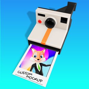 3D  Retro Instant Camera Customizable PowerPoint clipart graphic preview.