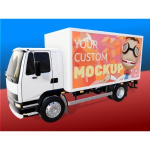 3D  Delivery Truck Customizable PowerPoint clipart graphic preview.