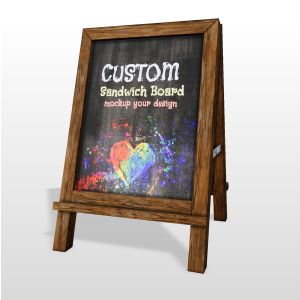 3D Sidewalk Sign -  Mockup Customizable PowerPoint clipart graphic preview.
