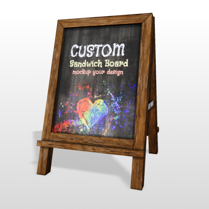 High-resolution customizable clipart of 3D Sidewalk Sign - Customizable Mockup, designed for environmental education decks, outdoor recreation marketing, and conservation awareness campaigns.