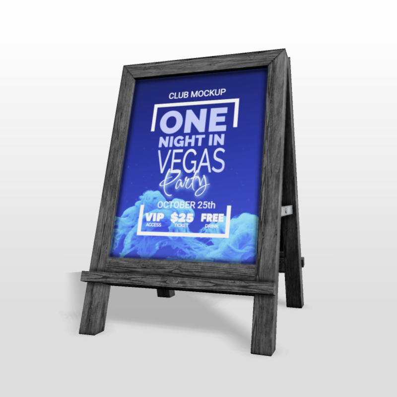 High-resolution customizable clipart of 3D Sidewalk Sign - Customizable Mockup, designed for environmental education decks, outdoor recreation marketing, and conservation awareness campaigns.