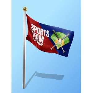 3D  Flag Blowing On Pole Customizable PowerPoint clipart graphic preview.