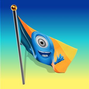 3D  Flag Blowing On Pole Customizable PowerPoint clipart graphic preview.