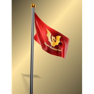 3D  Flag Blowing On Pole Customizable PowerPoint clipart graphic preview.