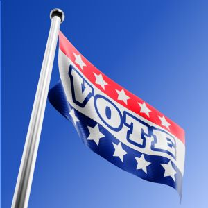 3D  Flag Blowing On Pole Customizable PowerPoint clipart graphic preview.
