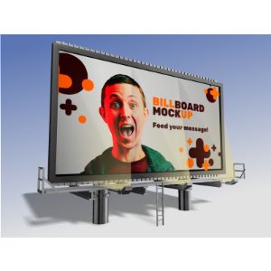 3D  One Sided Billboard Customizable PowerPoint clipart graphic preview.
