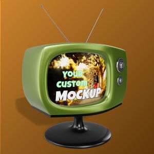 3D Vintage TV - Customizable PowerPoint clipart graphic preview.