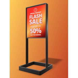 3D Simple Metal Sign -  Mockup Customizable PowerPoint clipart graphic preview.