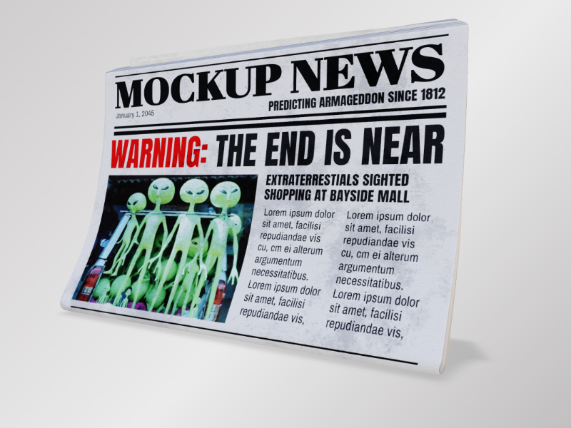 High-resolution customizable clipart of 3D Newspaper Clipart - Customizable Mockup, designed for creative multimedia presentations, dynamic visual storytelling, and professional content design.