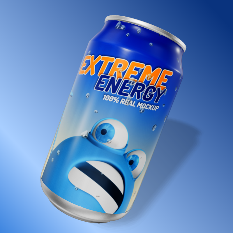 High-resolution customizable clipart of 3D Soda Can Clipart - Customizable Mockup, designed for hospitality and restaurant menus, culinary arts marketing, and corporate catering event promotions.