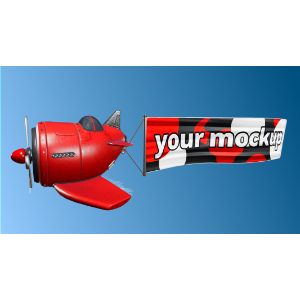 3D Airplane and Banner  -  Mockup Customizable PowerPoint clipart graphic preview.