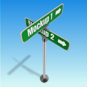 3D Directional Street Sign  -  Mockup Customizable PowerPoint clipart graphic preview.