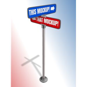 3D Directional Street Sign  -  Mockup Customizable PowerPoint clipart graphic preview.