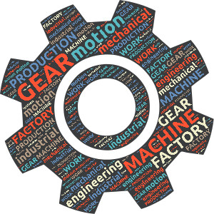 Gear Word Cloud Customizable PowerPoint clipart graphic preview.