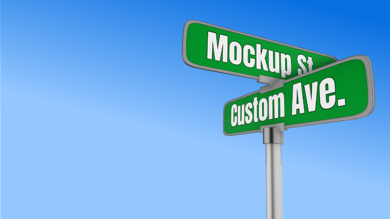 High-resolution customizable clipart of 3D Directional Street Sign Clipart - Customizable Mockup, designed for creative multimedia presentations, dynamic visual storytelling, and professional content design.