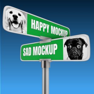 3D Directional Street Sign  -  Mockup Customizable PowerPoint clipart graphic preview.