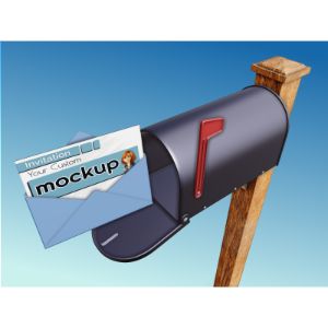 3D Open Letter Mailbox  -  Mockup Customizable PowerPoint clipart graphic preview.