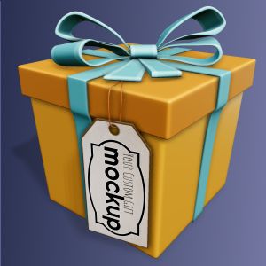 3D Present and Gift Tag  -  Mockup Customizable PowerPoint clipart graphic preview.