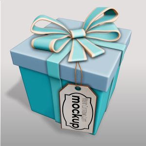 3D Present and Gift Tag  -  Mockup Customizable PowerPoint clipart graphic preview.