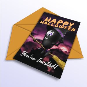 3D Halloween Card On Envelope  -  Mockup Customizable PowerPoint clipart graphic preview.