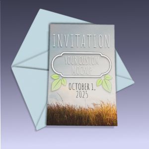 3D Card On Envelope  -  Mockup Customizable PowerPoint clipart graphic preview.