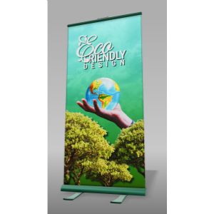 3D Roller Banner  -  Mockup Customizable PowerPoint clipart graphic preview.