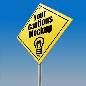 3D Caution Street Sign  -  Mockup Customizable PowerPoint clipart graphic preview.
