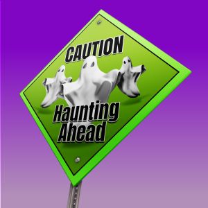 3D Halloween Street Sign  -  Mockup Customizable PowerPoint clipart graphic preview.