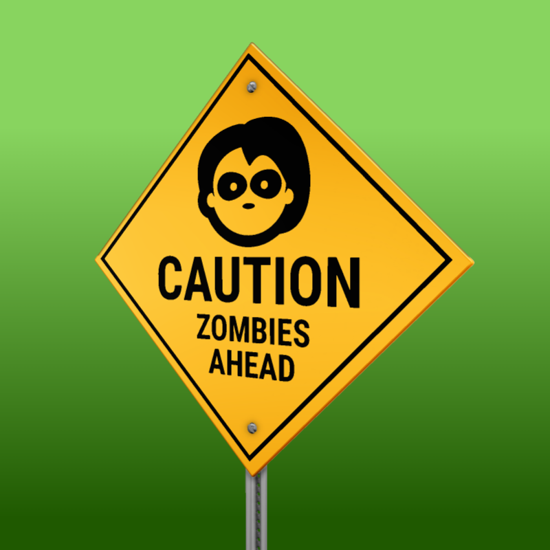 High-resolution customizable clipart of Halloween Zombies Ahead Caution Street Sign, designed for seasonal marketing campaigns, corporate event presentations, and holiday promotions.