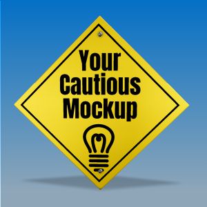 3D Caution Street Sign   -  Mockup Customizable PowerPoint clipart graphic preview.