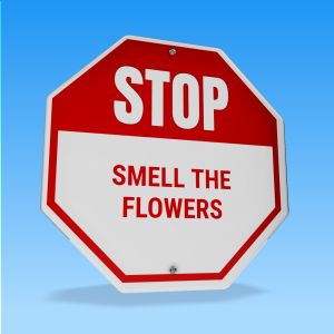 Stop and Smell The Flowers Sign  -  Mockup Customizable PowerPoint clipart graphic preview.
