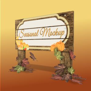 3D Autumn Sign -  Mockup Customizable PowerPoint clipart graphic preview.