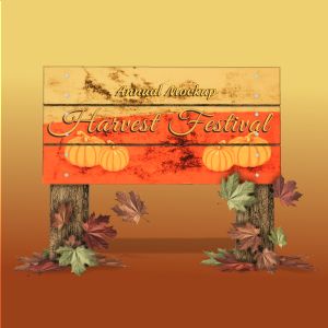3D Autumn Sign -  Mockup Customizable PowerPoint clipart graphic preview.