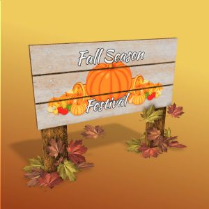 3D Autumn Sign -  Mockup Customizable PowerPoint clipart graphic preview.