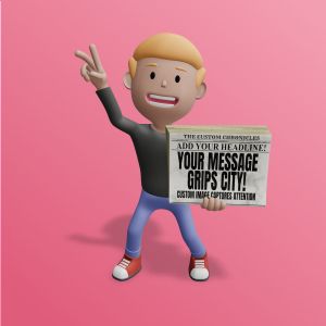 3D Paperboy Newspaper  -  Mockup Customizable PowerPoint clipart graphic preview.