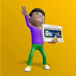 3D Paperboy Newspaper  -  Mockup Customizable PowerPoint clipart graphic preview.