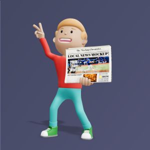3D Paperboy Newspaper  -  Mockup Customizable PowerPoint clipart graphic preview.