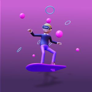 3D Surfing Male VR Player Customizable PowerPoint clipart graphic preview.