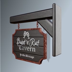 3D Medieval Tavern Sign -  Mockup Customizable PowerPoint clipart graphic preview.