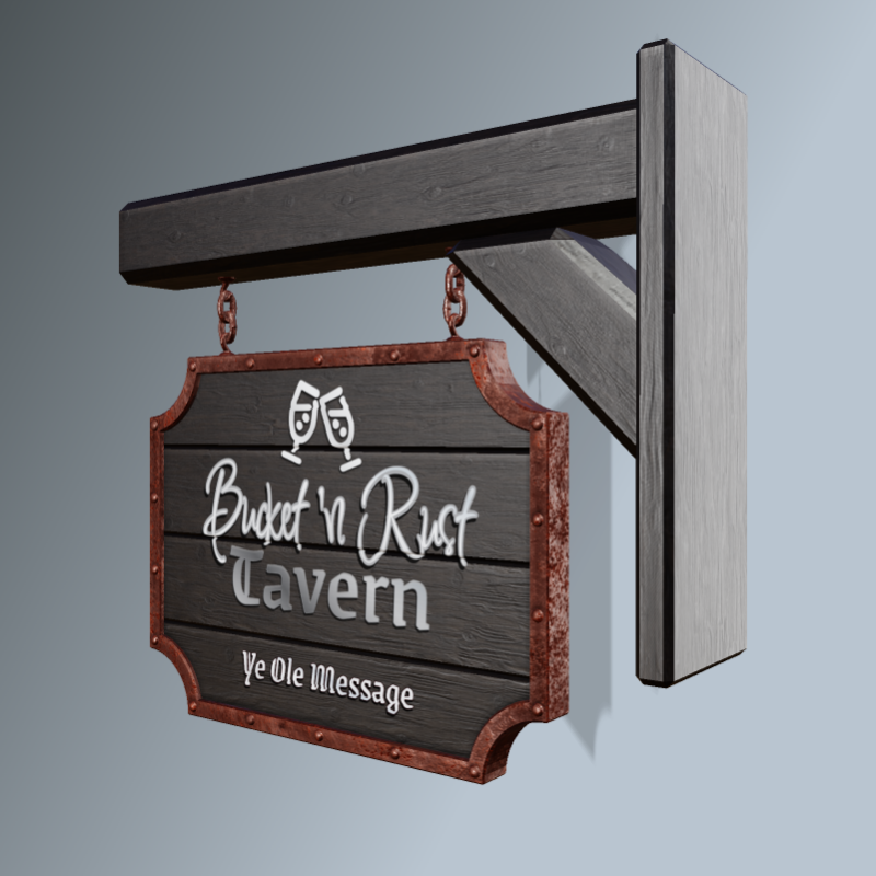 High-resolution customizable clipart of 3D Medieval Tavern Sign - Customizable Mockup, designed for hospitality and restaurant menus, culinary arts marketing, and corporate catering event promotions.