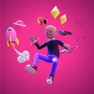 3D Man VR Floating Objects Customizable PowerPoint clipart graphic preview.