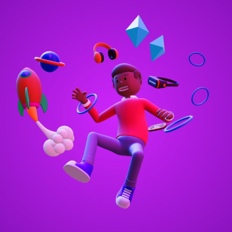 High-resolution customizable clipart of 3D Man VR Floating Objects Clipart, designed for digital transformation strategies, enterprise software training, and advanced information technology frameworks.