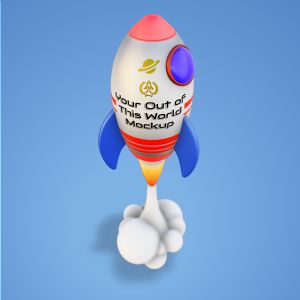 3D Rocket Ship - Customizable PowerPoint clipart graphic preview.