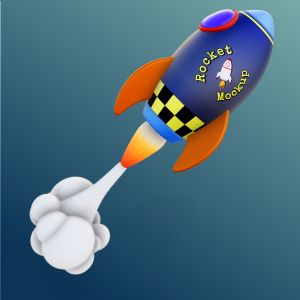 3D Rocket Ship - Customizable PowerPoint clipart graphic preview.