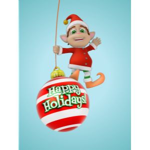 3D Male Elf On Swinging Ornament  -  Mockup Customizable PowerPoint clipart graphic preview.